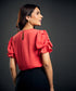 Sleeve Gathered Crepe Chiffon Top